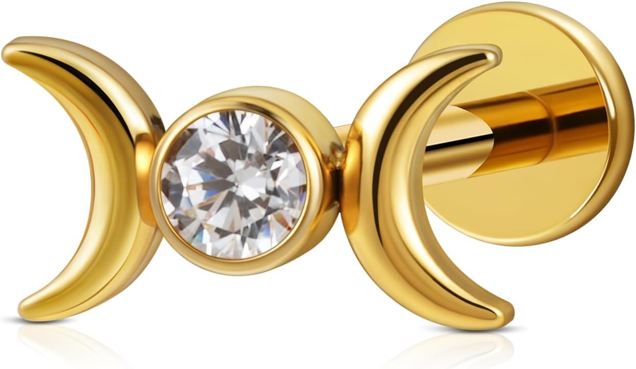 1PC 16G 6mm 8mm ASTM F136 Titanium Cartilage Earring Flat Back Stud - QIAO CrystalQIAO CrystalQIAO Crystal