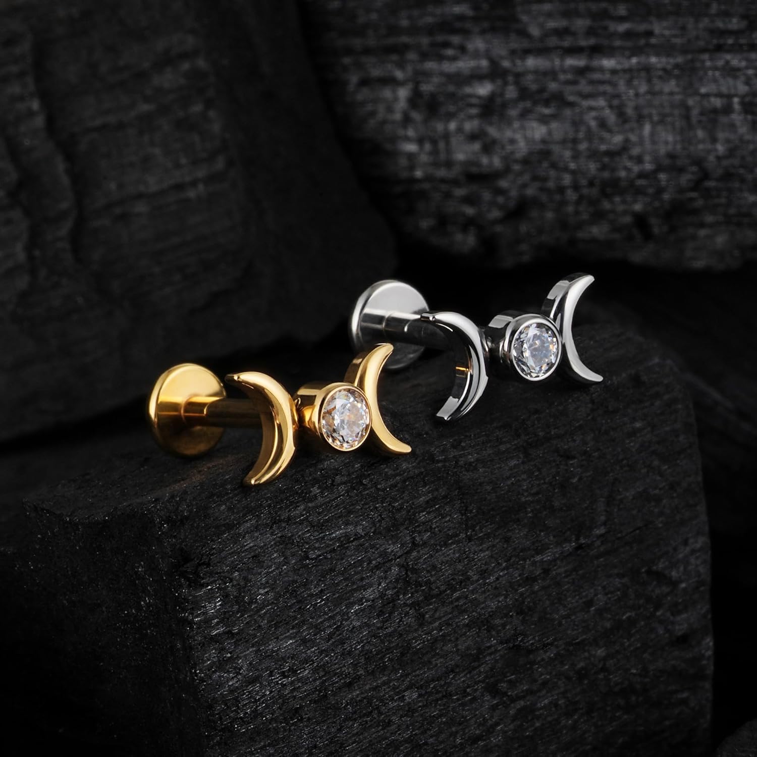 1PC 16G 6mm 8mm ASTM F136 Titanium Cartilage Earring Flat Back Stud - QIAO CrystalQIAO CrystalQIAO Crystal