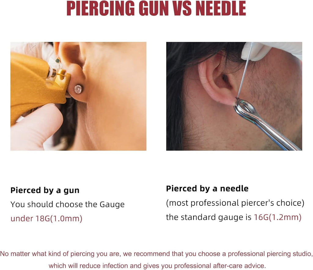 1PC 16G Gold Cartilage Earring ASTM F136 Titanium Piercing Jewelry for Tragus Helix - QIAO CrystalQIAO CrystalQIAO Crystal