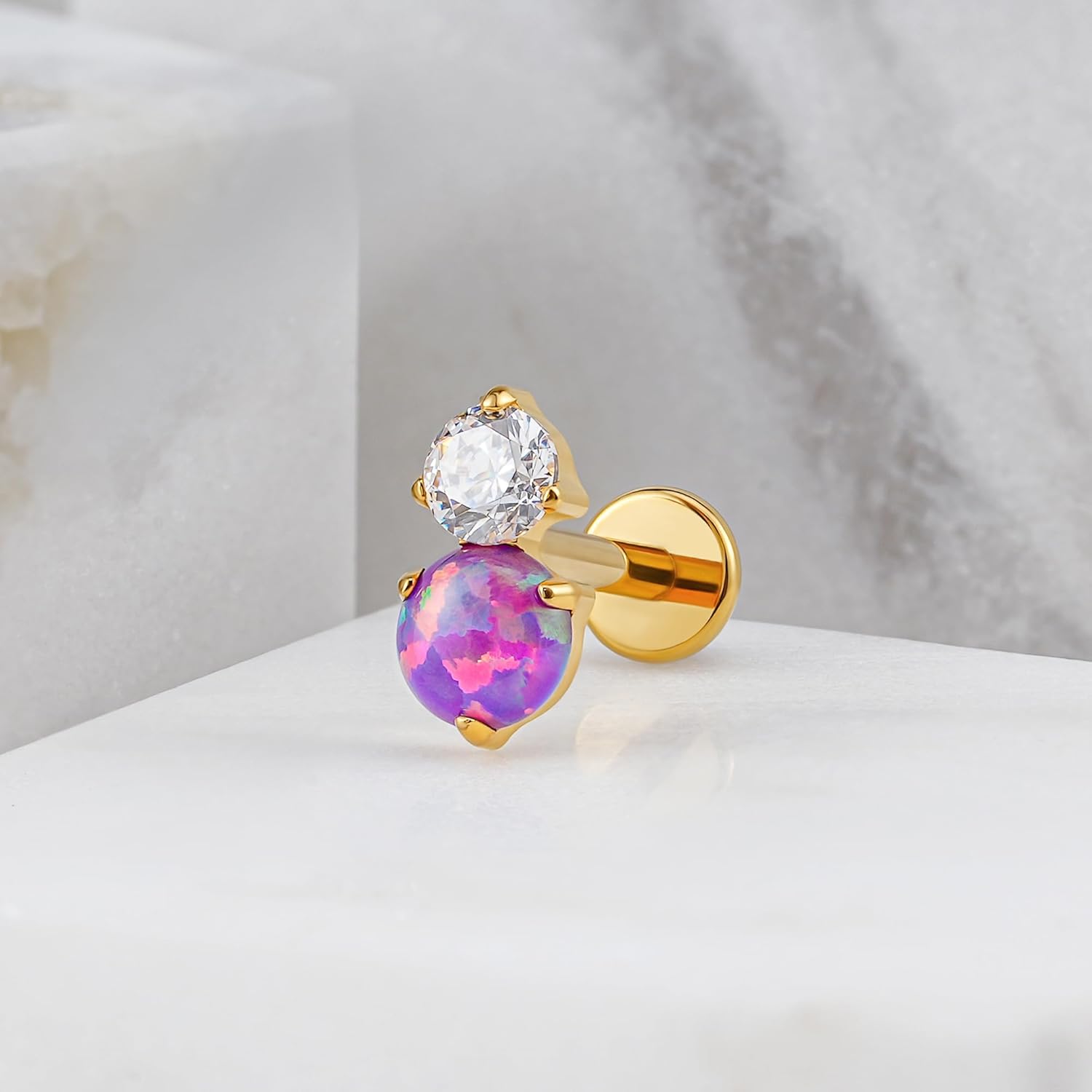 1PC F136 Titanium Flat back Stud for Conch Tragus Helix Flat - QIAO CrystalQIAO CrystalQIAO Crystal