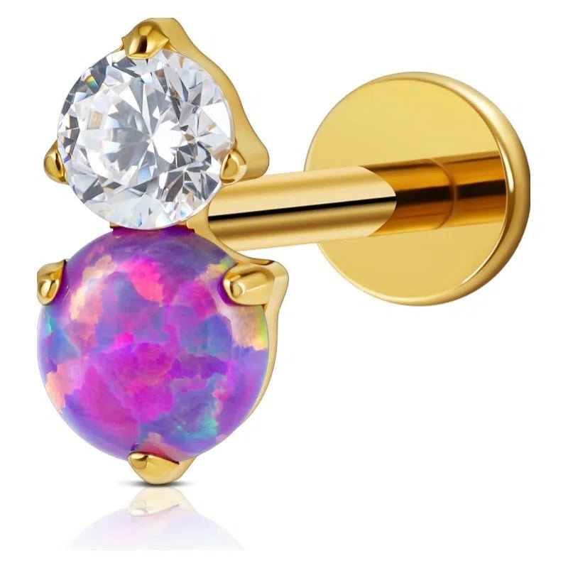 1PC F136 Titanium Flat back Stud for Conch Tragus Helix Flat - QIAO CrystalQIAO CrystalQIAO Crystal