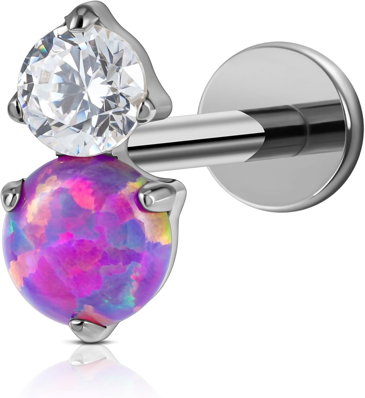 1PC F136 Titanium Flat back Stud for Conch Tragus Helix Flat - QIAO CrystalQIAO CrystalQIAO Crystal