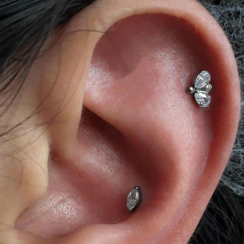 1PC Tragus Conch Helix Flat Labret ASTM F136 Titanium Cartilage Earring Flatback Stud