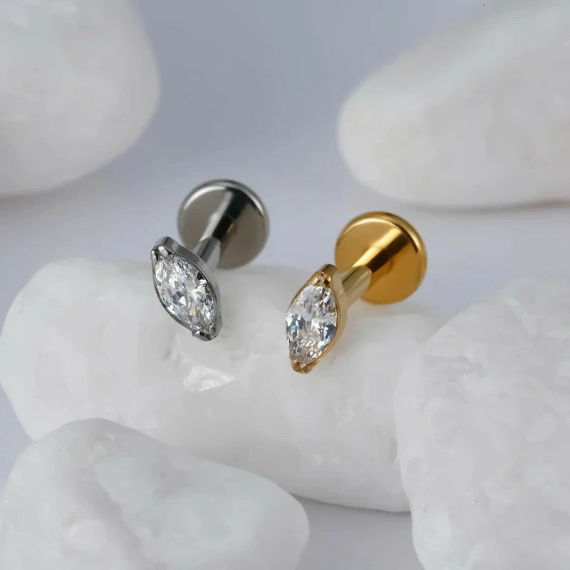 1PC Tragus Conch Helix Flat Labret ASTM F136 Titanium Cartilage Earring Flatback Stud