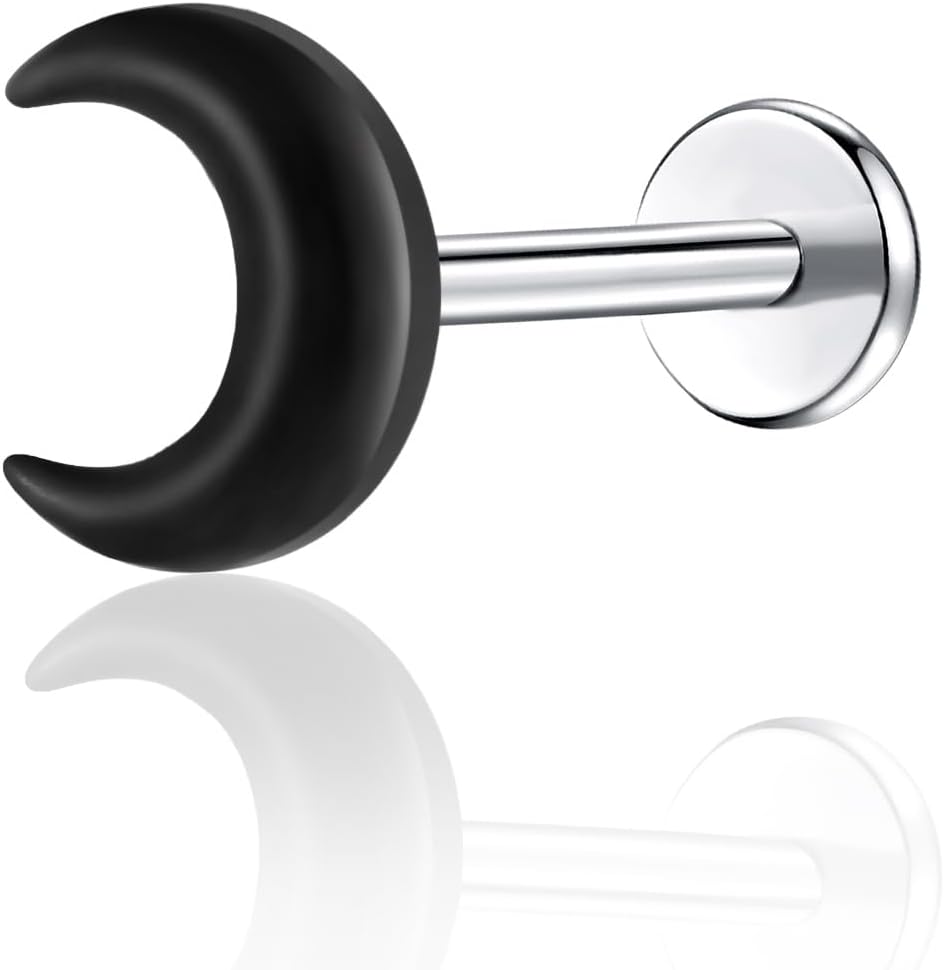 1Pcs G23 Titanium Flat Back Earrings Studs 16g F136 Implant Grade Titanium Labrets Press Fit Threadless Push In Dainty Cartilage Helix Conch Lobe Lip - QIAO CrystalQIAO CrystalQIAO Crystal