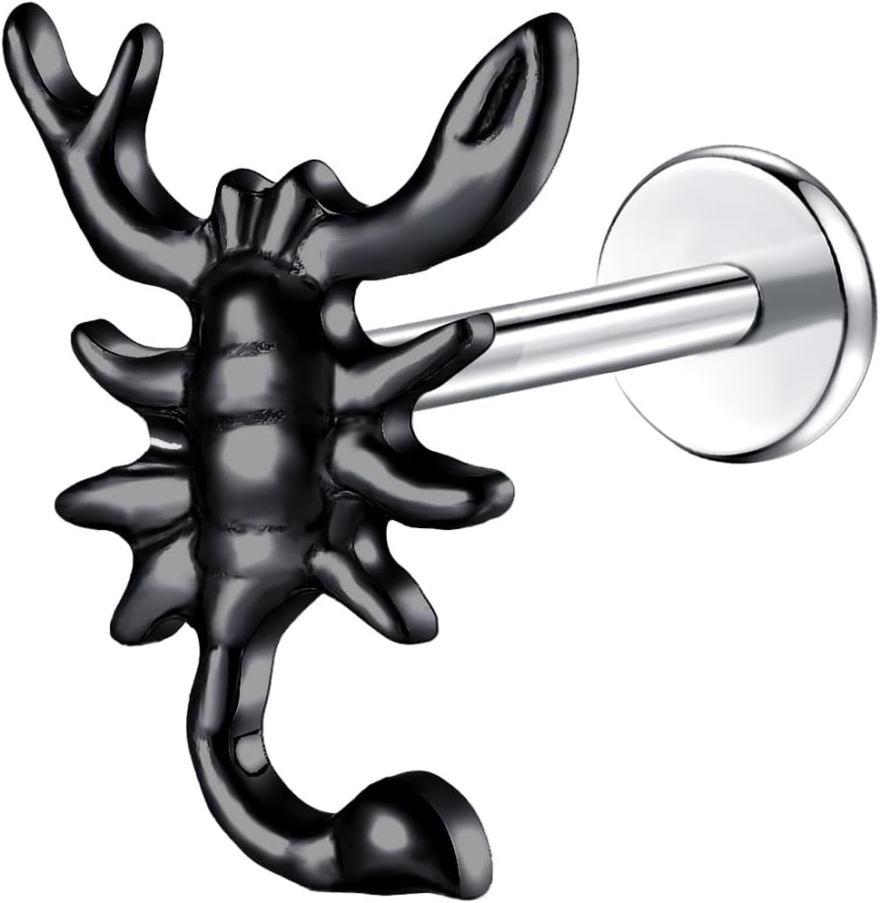 1Pcs G23 Titanium Flat Back Earrings Studs 16g F136 Implant Grade Titanium Labrets Press Fit Threadless Push In Dainty Cartilage Helix Conch Lobe Lip - QIAO CrystalQIAO CrystalQIAO Crystal