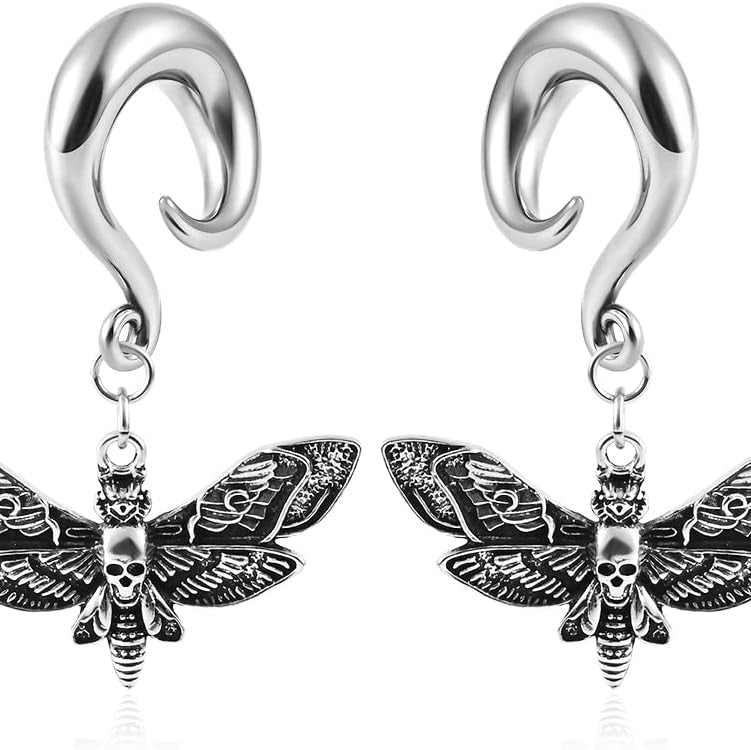 2 PCS Butterfly Ear Dangle Plugs 316 Stainless Steel Ear Hangers Ear Gauges Piercing Plug Pair Selling 2g 0g Body Jewelry - QIAO CrystalQIAO CrystalQIAO Crystal