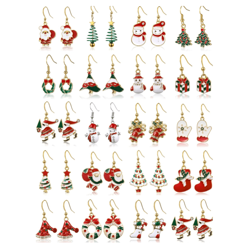 20 Pairs Christmas Earrings Bulk for Womens Holiday Earrings Christmas Drop Dangle - QIAO Crystal我的商店QIAO Crystal