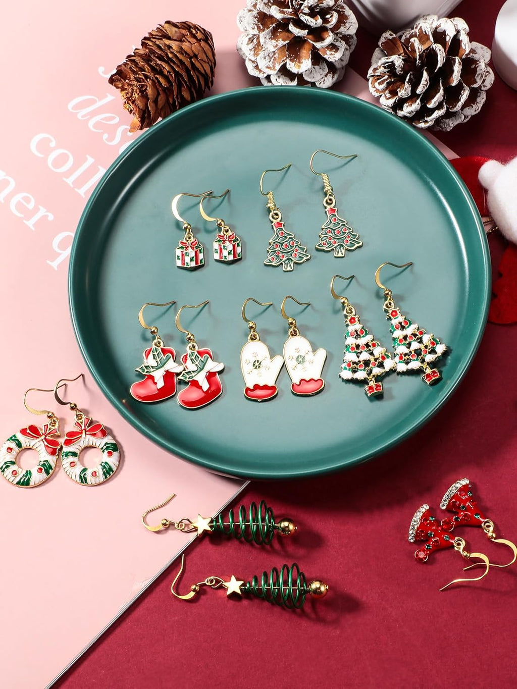 20 Pairs Christmas Earrings Bulk for Womens Holiday Earrings Christmas Drop Dangle Earrings Set Cute Xmas Holiday Tree Elk Snowman Santa Hook Earrings Christmas Party Jewelry Gifts - 我的商店我的商店我的商店