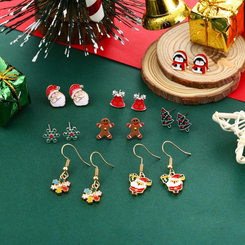 20 Pairs Hypoallergenic Christmas Earrings for Girls Cute Stud Earrings Sets for Women Teen Girls Christmas Earrings Bulk Holiday Jewelry Winter Jewelry - 我的商店我的商店我的商店