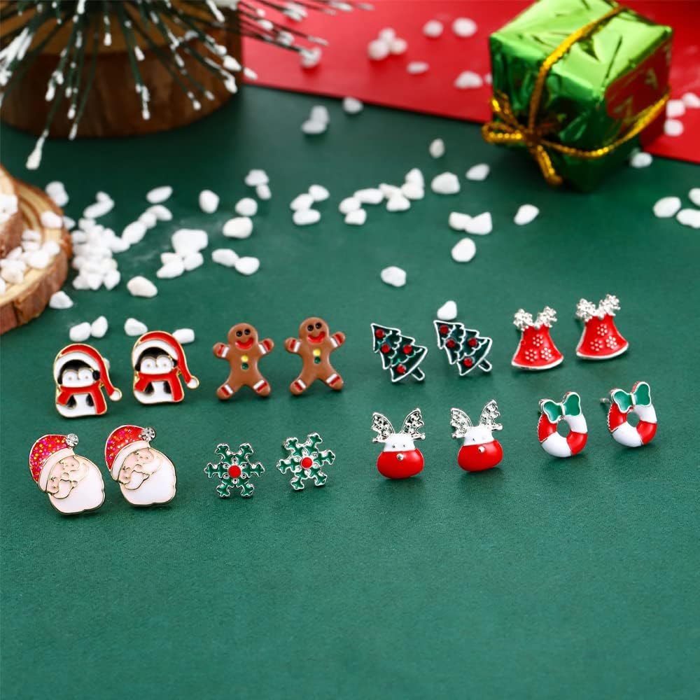 20 Pairs Hypoallergenic Christmas Earrings for Girls Cute Stud Earrings Sets for Women Teen Girls Christmas Earrings Bulk Holiday Jewelry Winter Jewelry - 我的商店我的商店我的商店