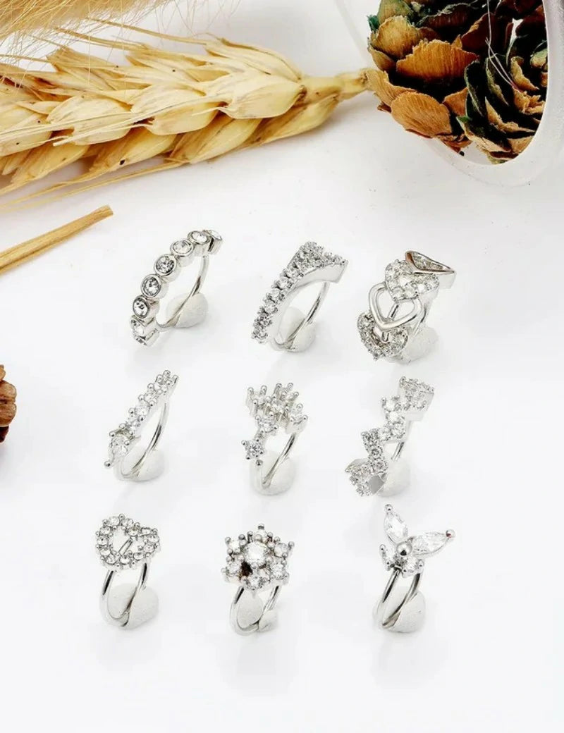 20G Nose Rings Hoops 316L Stainless Surgical Steel Heart Butterfly Flower