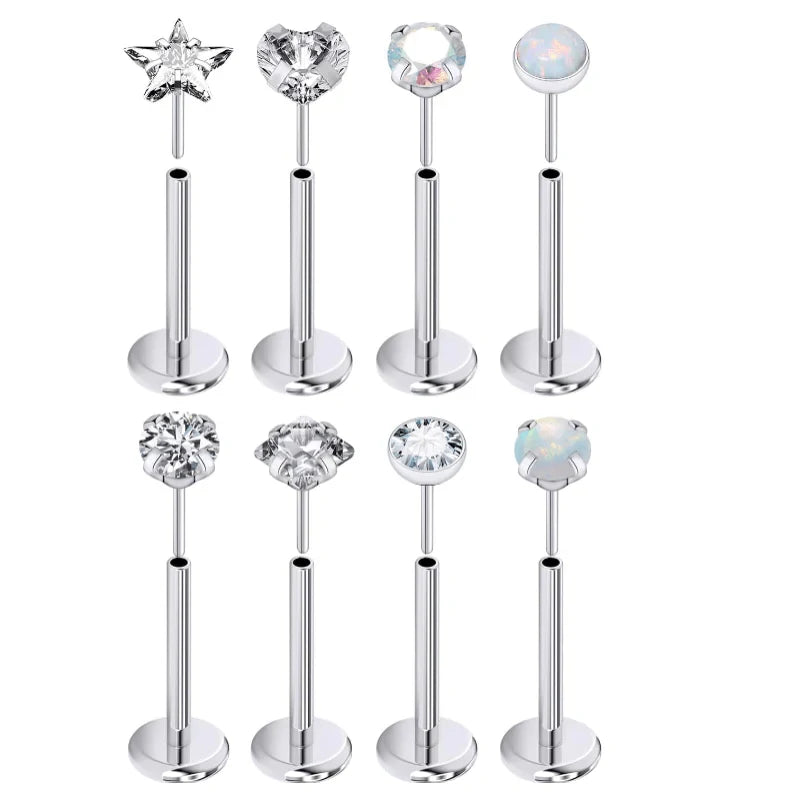 20G 18G 16G Flat Back Nose Stud Surgical Steel Push In Nose Rings