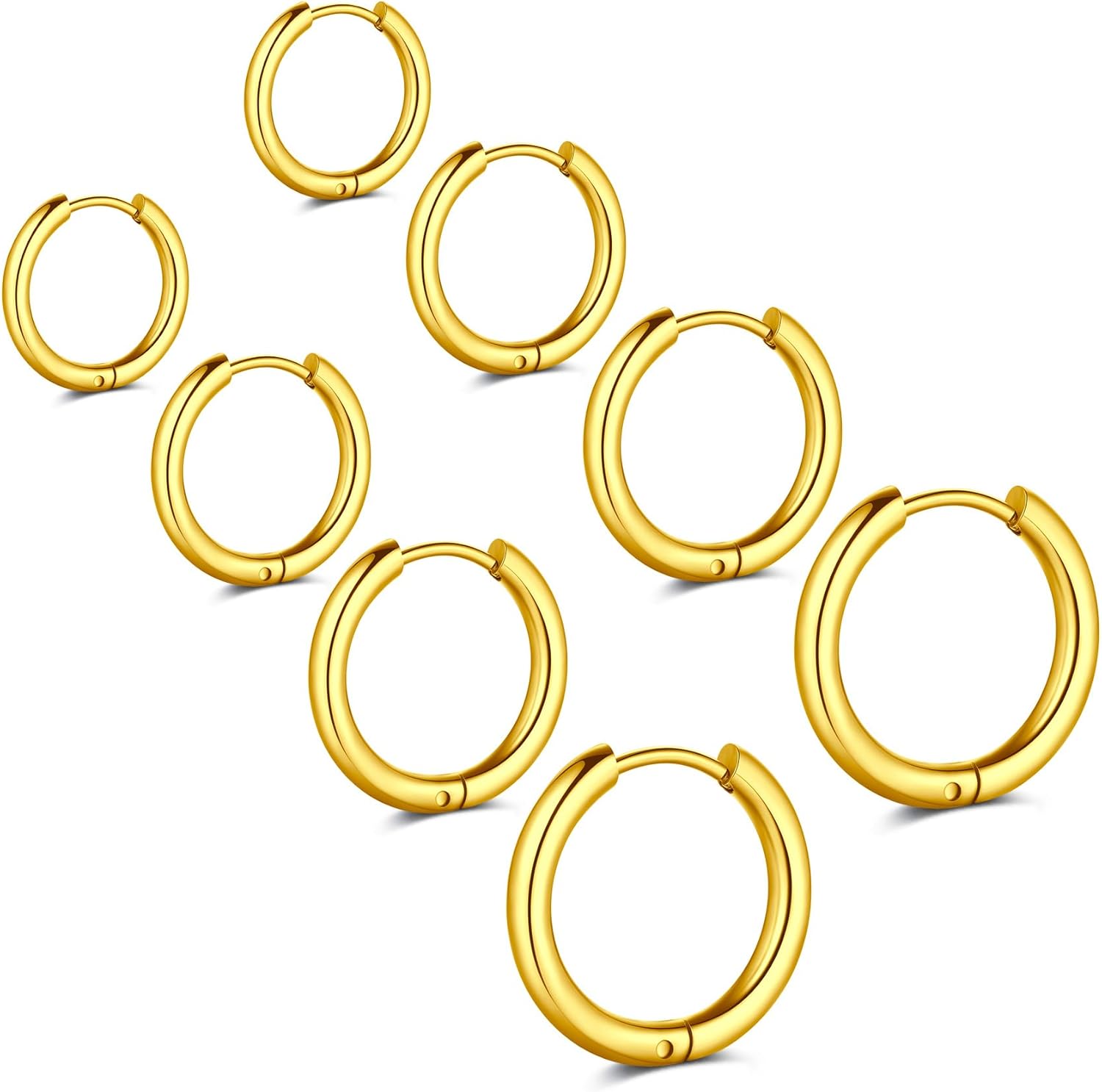 20G Cartilage Flat back Helix Earrings Hypoallergenic Surgical Steel Gold Cartilag Set Daith Tragus Conch Flat Back Stud Earrings - QIAO CrystalQIAO CrystalQIAO Crystal