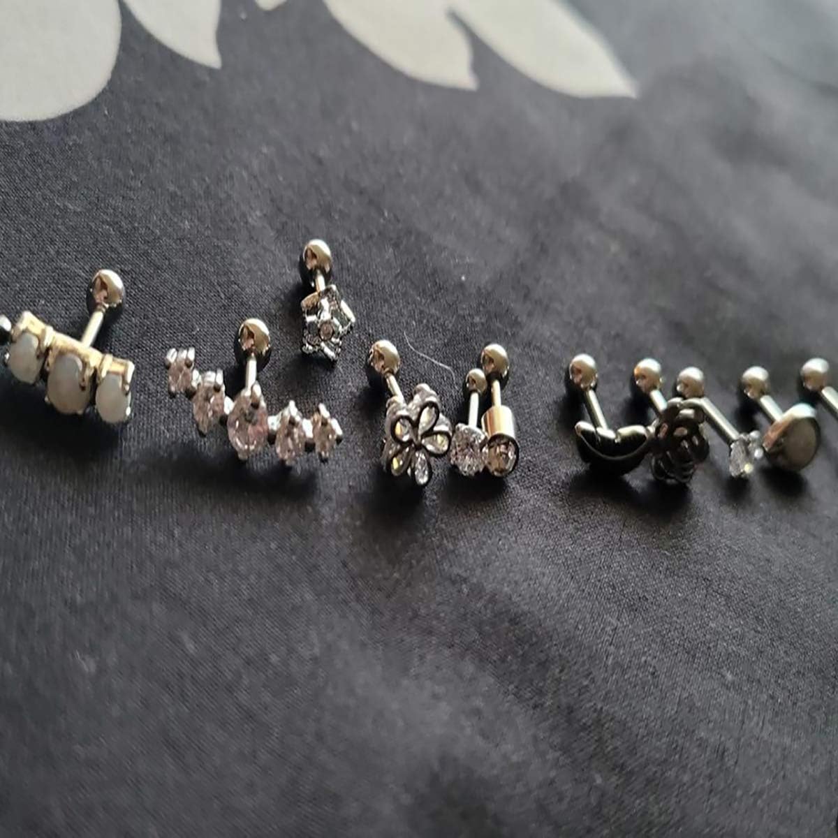 20G Cartilage Flat back Helix Earrings Hypoallergenic Surgical Steel Gold Cartilag Set Daith Tragus Conch Flat Back Stud Earrings - QIAO CrystalQIAO CrystalQIAO Crystal