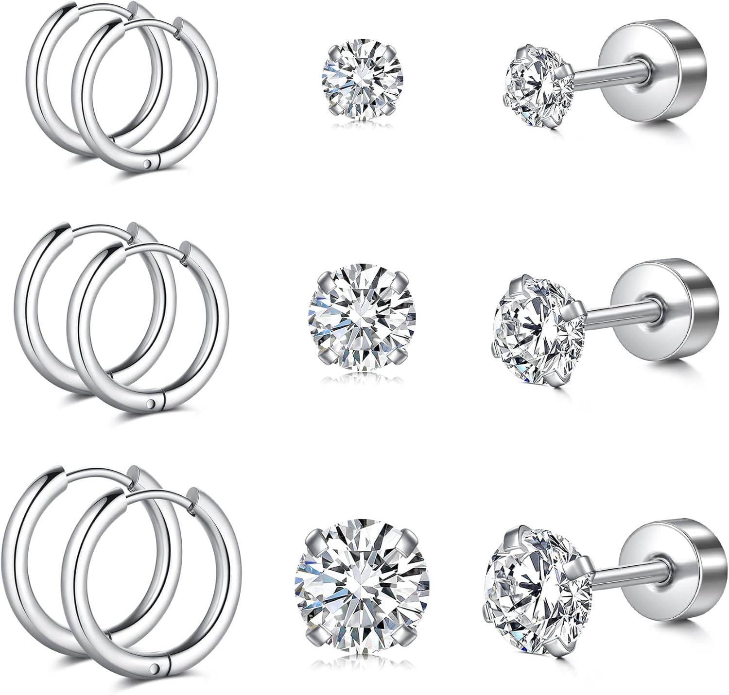 20G Cartilage Flat back Helix Earrings Hypoallergenic Surgical Steel Gold Cartilag Set Daith Tragus Conch Flat Back Stud Earrings - QIAO CrystalQIAO CrystalQIAO Crystal