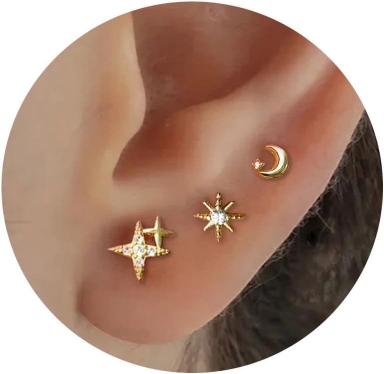 20G/18G/16G Flat Back Earrings Tiny artilage Earring Threadless Tragus Helix Stud Conch Piercing Jewelry - QIAO CrystalQIAO CrystalQIAO Crystal