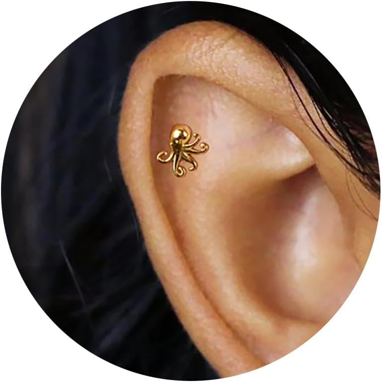 20G/18G/16G Flat Back Earrings Tiny artilage Earring Threadless Tragus Helix Stud Conch Piercing Jewelry - QIAO CrystalQIAO CrystalQIAO Crystal