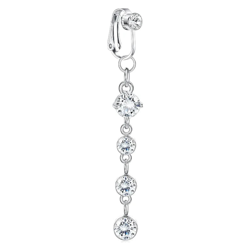 Clip On Fake Navel Non Piercing Piercing Belly Button Clip Easy to Wear Navel Rings