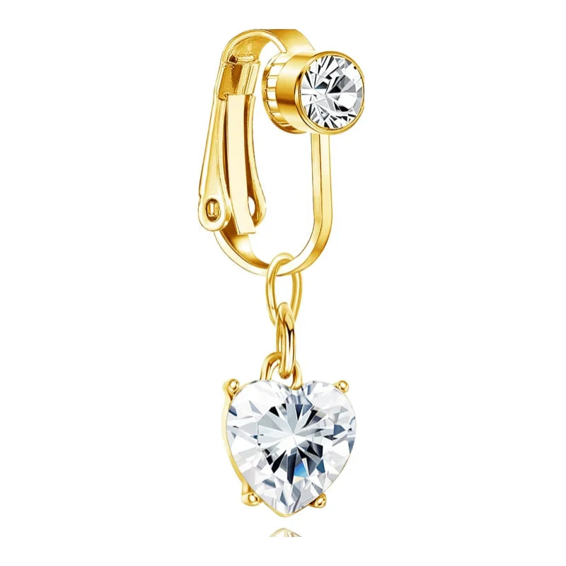 Clip On Fake Navel Non Piercing Piercing Belly Button Clip Easy to Wear Navel Rings