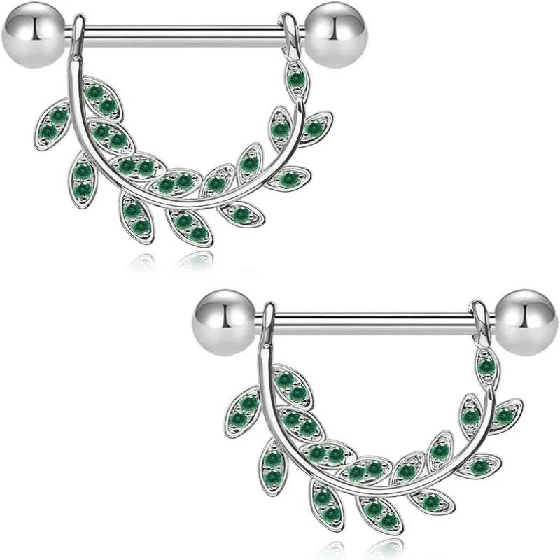 2pcs 14G Nipple Rings Flower Nipple Bars Surgial Steel 316L Nipple Piercing Jewelry Heart Nipple Barbell