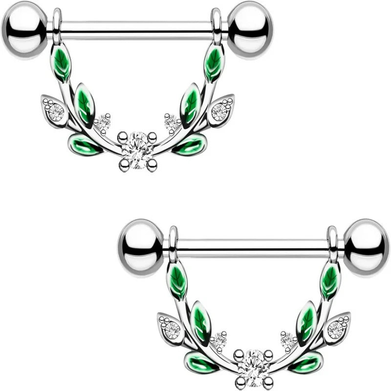 2pcs 14G Nipple Rings Flower Nipple Bars Surgial Steel 316L Nipple Piercing Jewelry Heart Nipple Barbell