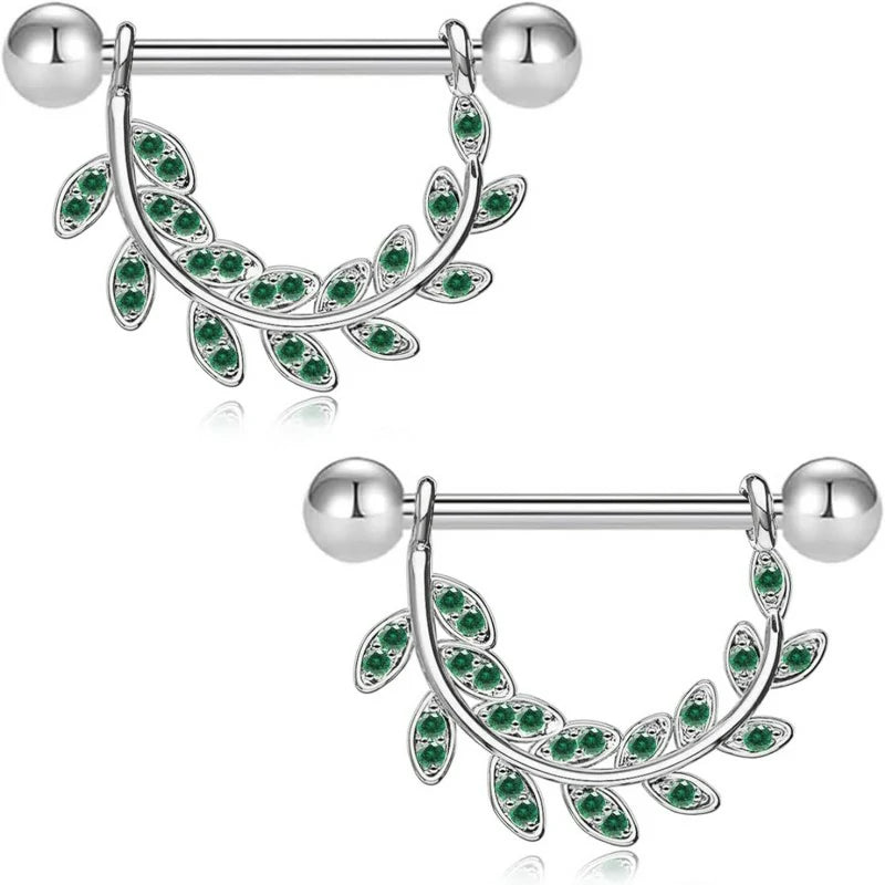 2pcs 14G Nipple Rings Flower Nipple Bars Surgial Steel 316L Nipple Piercing Jewelry Heart Nipple Barbell