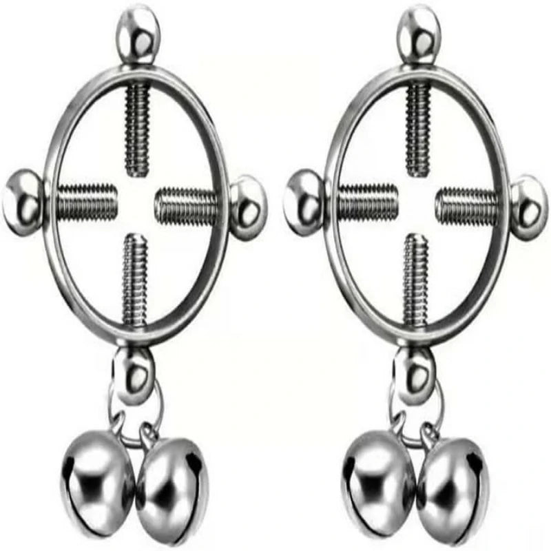 2Pcs Piercing Nipple Jewelry Stainless Steel Bells Dangle Fake Nipple Rings