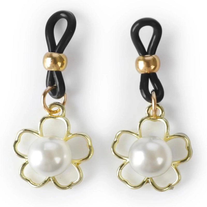 2Pcs Rhinestone Bowknot Fake Nipple Rings Non-Piercing Dangle Nipple Ring