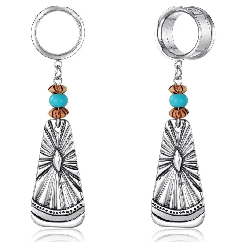 2PCS Tunnels Hypoallergenic Stainless Steel Dangle Gauges for Ear Stretching