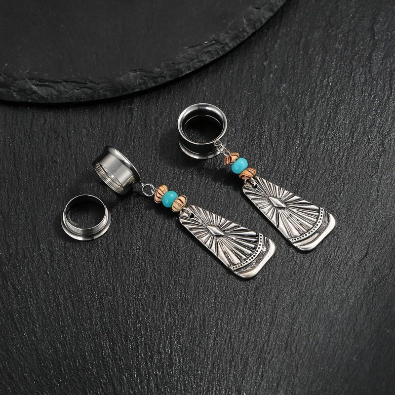 2PCS Tunnels Hypoallergenic Stainless Steel Dangle Gauges for Ear Stretching