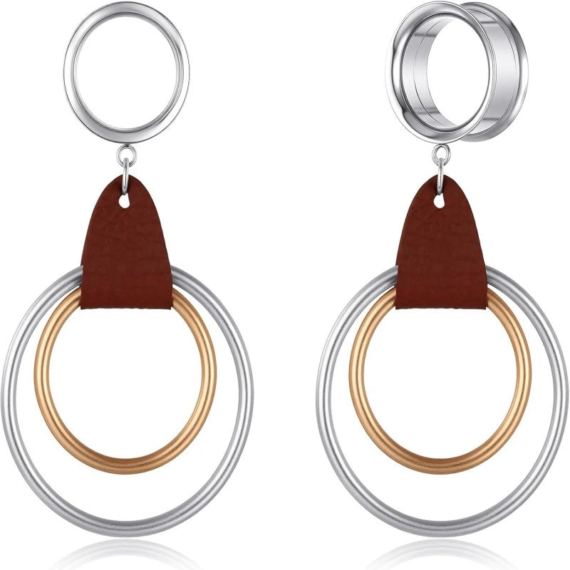 2PCS Tunnels Hypoallergenic Stainless Steel Dangle Gauges for Ear Stretching