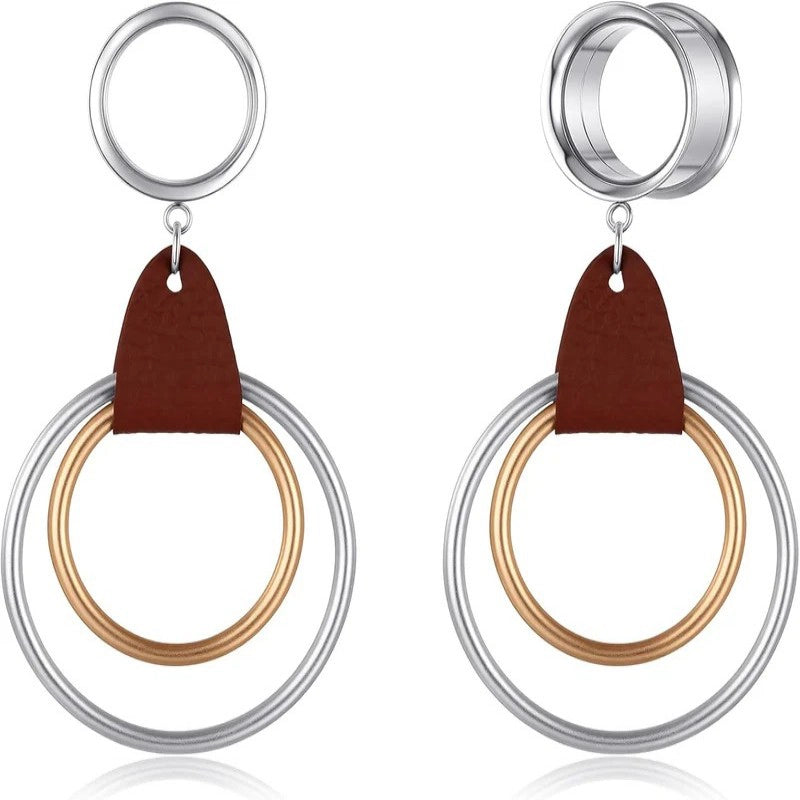 2PCS Tunnels Hypoallergenic Stainless Steel Dangle Gauges for Ear Stretching