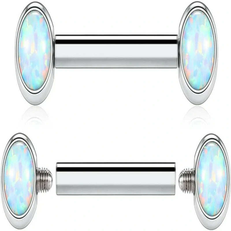 2pcs Nipple Piercing Jewelry Titanium Nipple Rings Internally Threaded Tongue Rings Bridge Piercing Jewelry