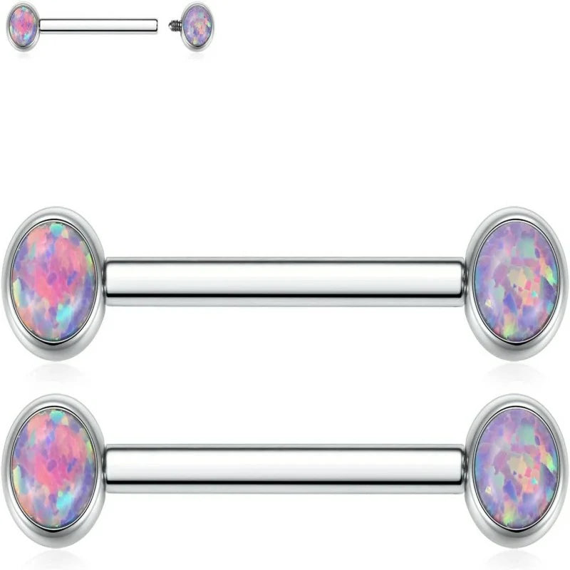 2pcs Nipple Piercing Jewelry Titanium Nipple Rings Internally Threaded Tongue Rings Bridge Piercing Jewelry
