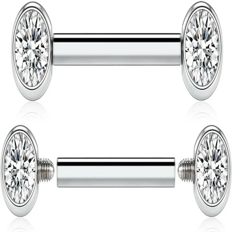 2pcs Nipple Piercing Jewelry Titanium Nipple Rings Internally Threaded Tongue Rings Bridge Piercing Jewelry