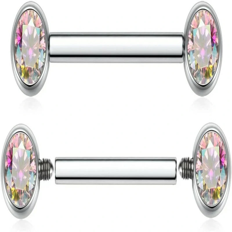 2pcs Nipple Piercing Jewelry Titanium Nipple Rings Internally Threaded Tongue Rings Bridge Piercing Jewelry