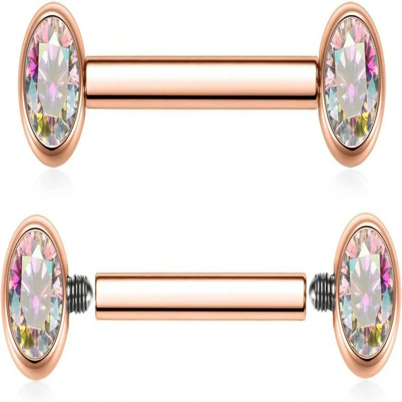 2pcs Nipple Piercing Jewelry Titanium Nipple Rings Internally Threaded Tongue Rings Bridge Piercing Jewelry
