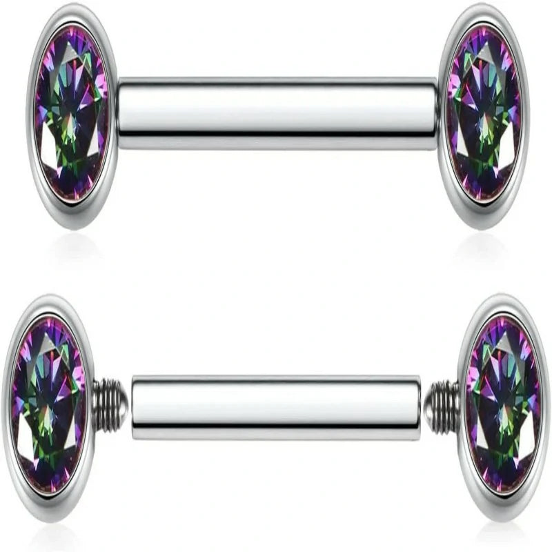 2pcs Nipple Piercing Jewelry Titanium Nipple Rings Internally Threaded Tongue Rings Bridge Piercing Jewelry