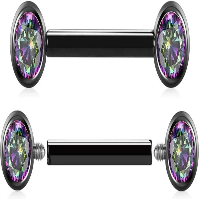 2pcs Nipple Piercing Jewelry Titanium Nipple Rings Internally Threaded Tongue Rings Bridge Piercing Jewelry