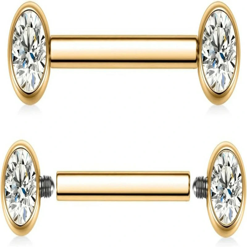 2pcs Nipple Piercing Jewelry Titanium Nipple Rings Internally Threaded Tongue Rings Bridge Piercing Jewelry