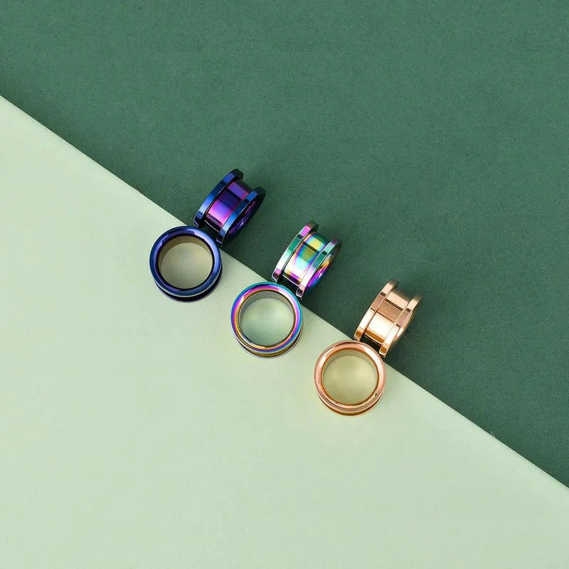 3 or 4 Pairs Stainless Steel Screw Fit Large Flared Shape Ear Gauges