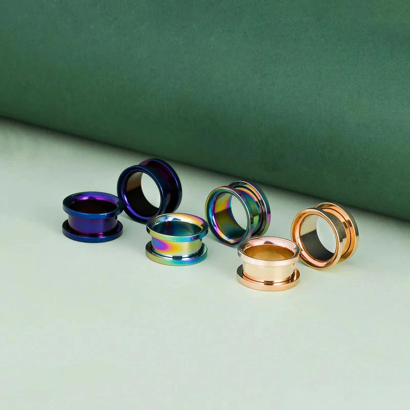 3 or 4 Pairs Stainless Steel Screw Fit Large Flared Shape Ear Gauges