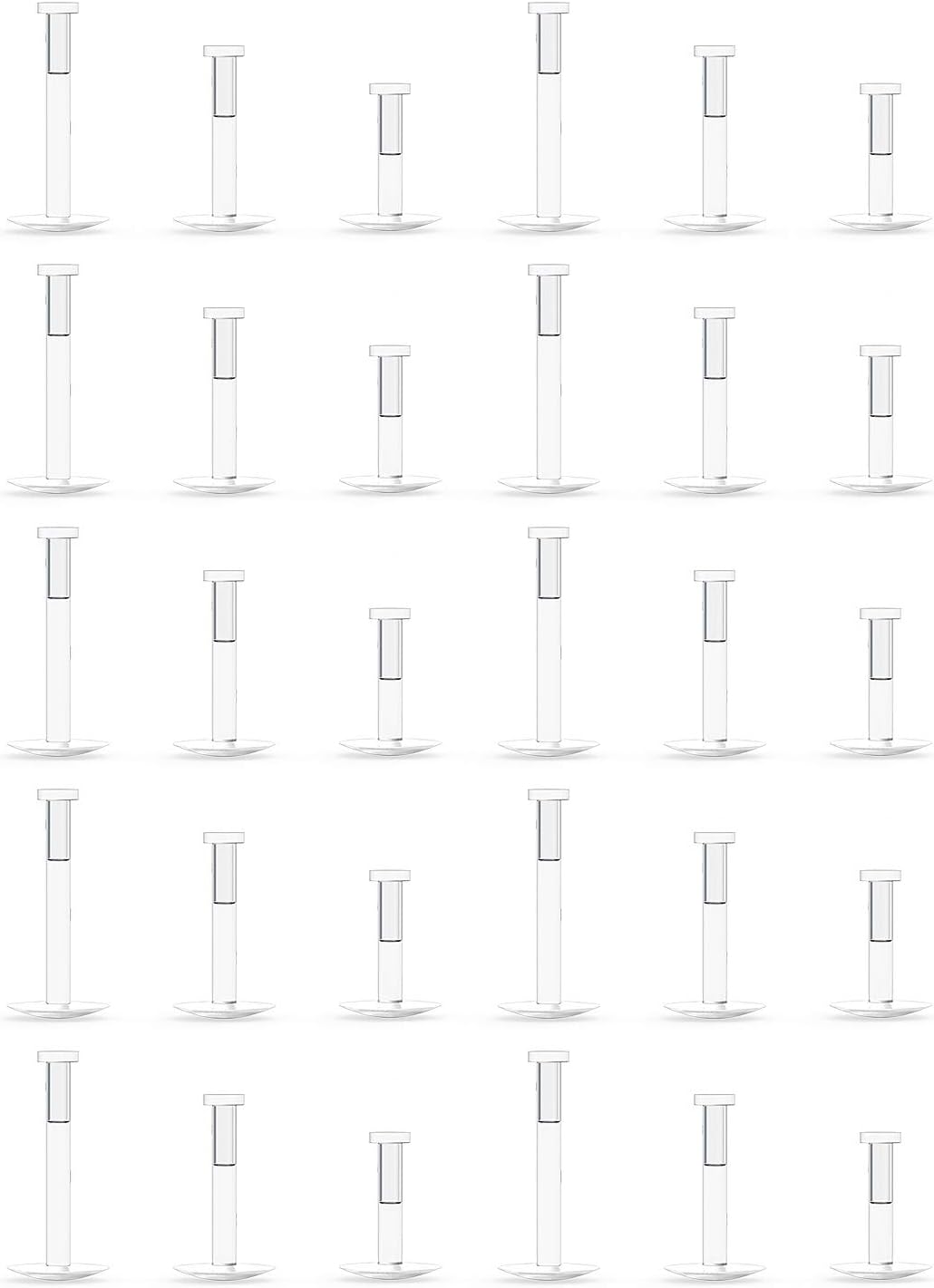 30PCS 16G 18G Clear Nose Studs Push Top Piercing Retainers 2mm Flat & Ball Top - QIAO CrystalQIAO CrystalQIAO Crystal