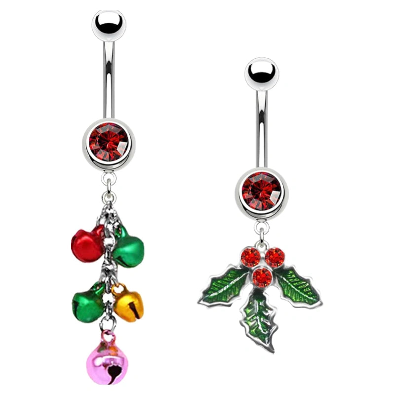 316L-2-PCS-Christmas-Dangle-Mistletoe-Belly-Button-Rings-14G-Stainless-Steel-Jingling-Bell-Navel-Rings-for-Women-Belly_-Piercing_-Jewelry-main