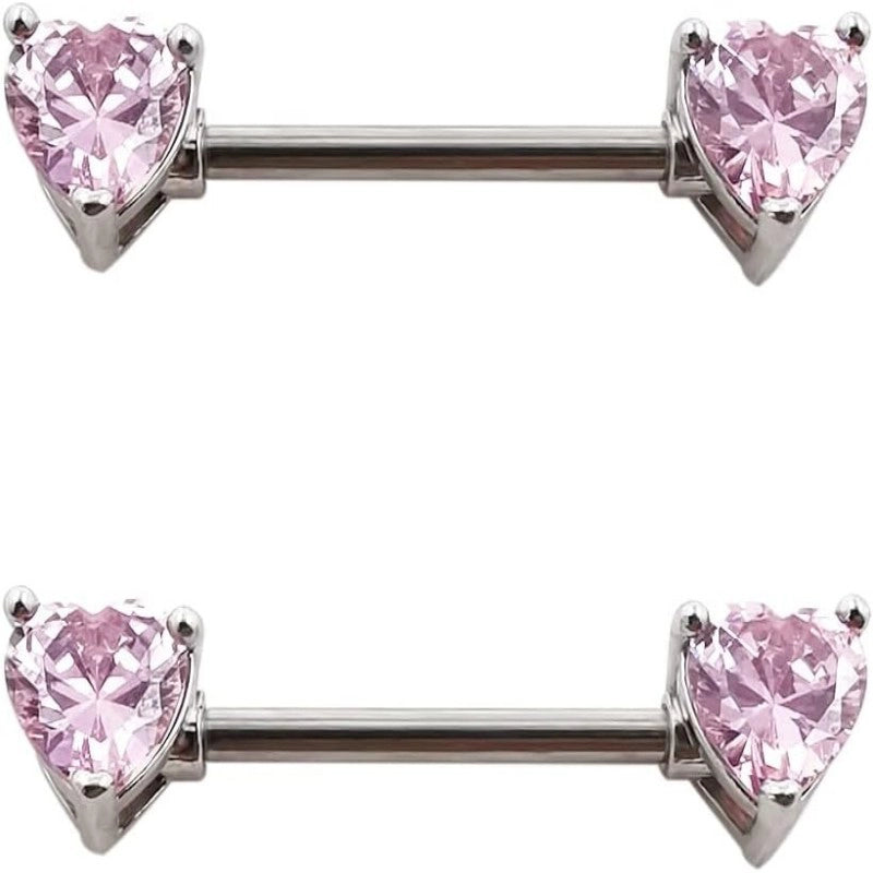 316L Surgical SS PVD Plated Multi-color Red Blue Rainbow Pink Purple CZ Heart shaped