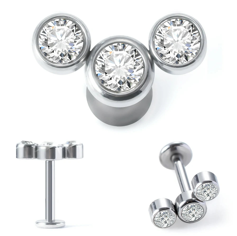 316L Surgical Steel Flat Back Earrings 16g Internally Threaded Cartilage Stud Nose Lip Piercing Jewelry