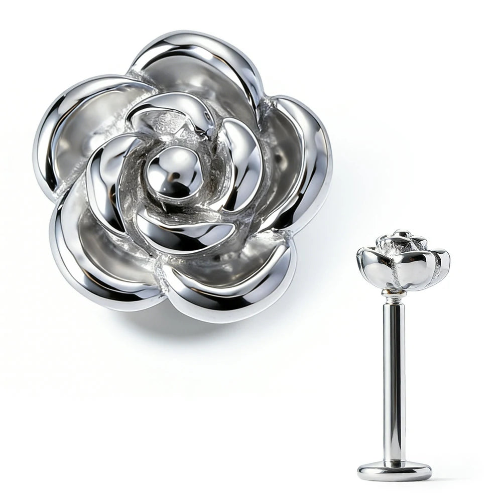 316L Surgical Steel Flat Back Earrings 16g Internally Threaded Cartilage Stud Nose Lip Piercing Jewelry