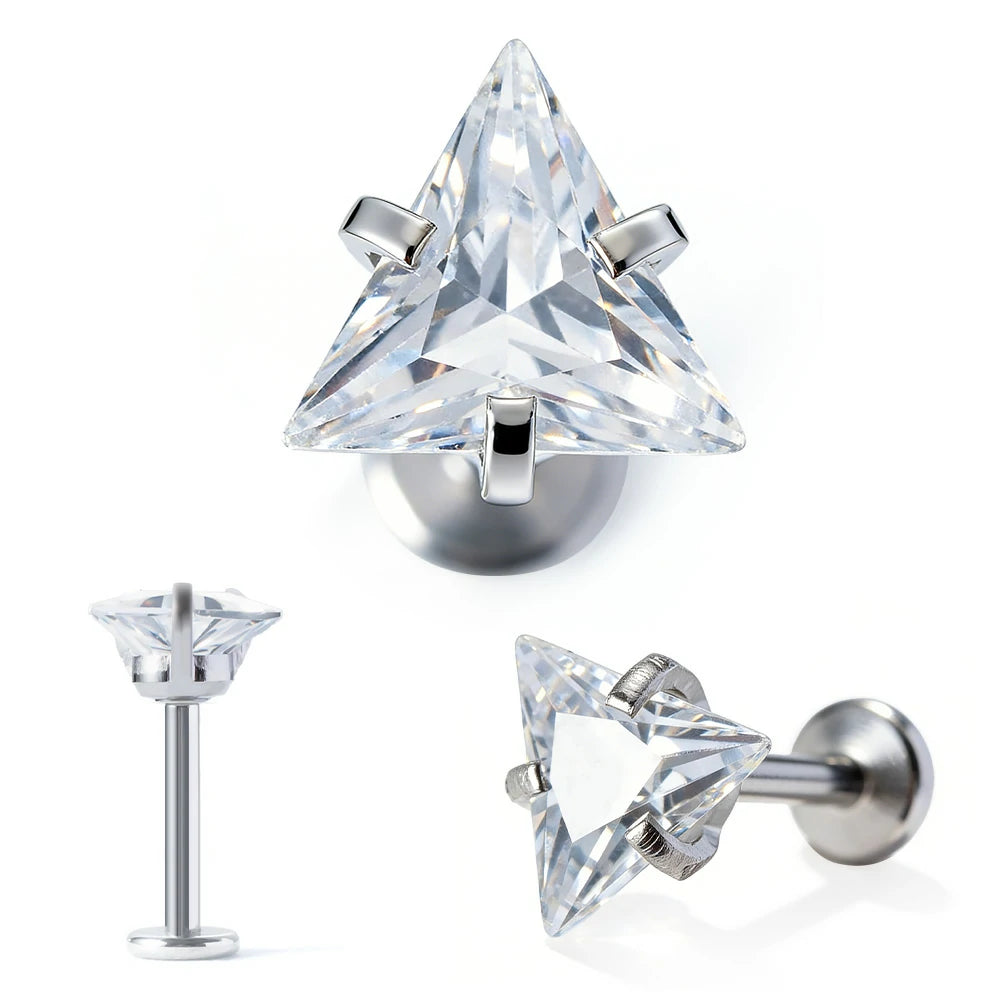 316L Surgical Steel Flat Back Earrings 16g Internally Threaded Cartilage Stud Nose Lip Piercing Jewelry