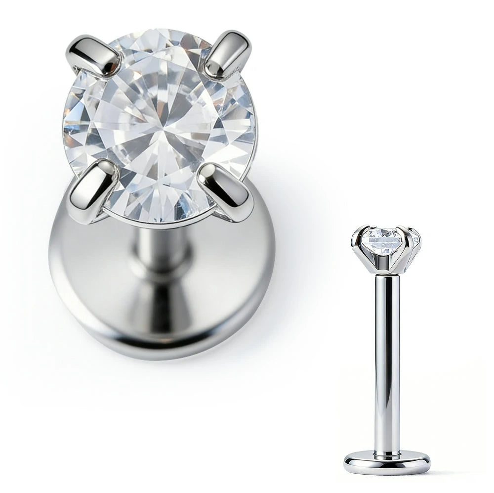 316L Surgical Steel Flat Back Earrings 16g Internally Threaded Cartilage Stud Nose Lip Piercing Jewelry